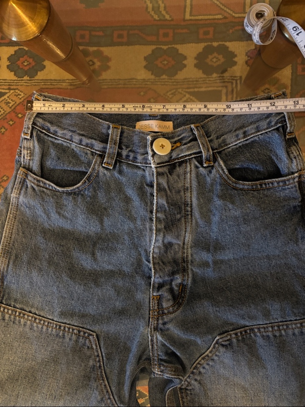 Jesse Kamm Wide Leg Patchwork Jeans in Medium Blue - Picture 10 of 10